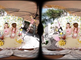 VR Bangers: Hawt Chicks In Pink Pants Screw U After A Glass Of Limonade In A FFM Three-some - VR Porn