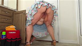 Oh my god! You gonna fucking cum just watching this maid lady show up to clean the office bathroom with no panty on, WTF, Big fat ass bbw ssbbw woman almost caught flashing huge booty, thick curvy milf mature lady open pussy and giant juicy ass