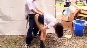 Cute Japanese Babe Takes Facial at Village Festival Fair Fun