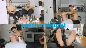 Hot barefoot 2 masters Cupak and Keller gay foot worship