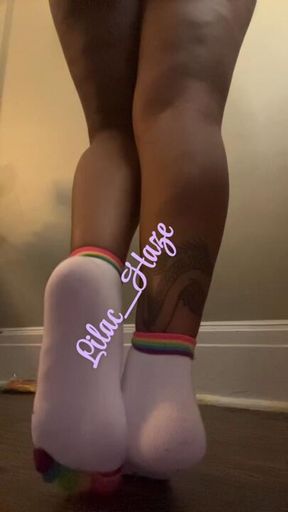 Modeling my new toes socks, foot slut!