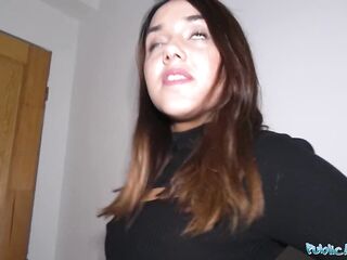 Public Agent Hot tourist sucks and fucks agents big cock in stairwell