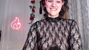 Brunette in Sexy Tight Lace Top