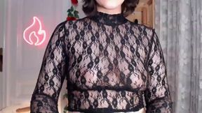 Brunette in Sexy Tight Lace Top