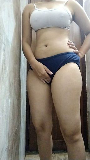 Tamil Young 18 Year Old Girl Bathing at Home