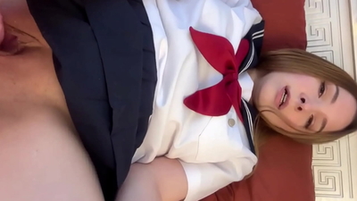 Hottie in Japanese School Uniform Cosplay