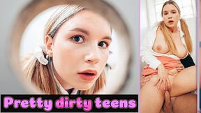 DEVIANTE - Natural busty 18yr teen college student Katerina Rina finds the campus gloryhole and fucks her teacher&rsquo;s cock