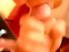 Blowing and stroking his friend and he cums in  mouth