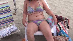 Latina Wife Enjoys Sex on the Beach, Shows off in Bikini, Masturbates, Cum on Her Tits and Hairy Pus
