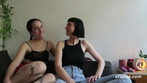 Two german brunette lesbians are licking and fingering each other's pussies