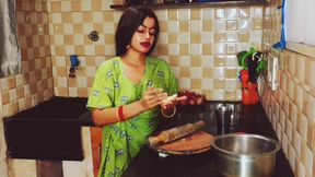 Hot Indian bhabhi in nighty fucked by devar in kitchen