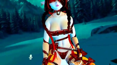 Woman dives into VR to explore a bound anime girl in a snowbound fantasy forest