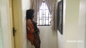 Thick Ebony African Pretty Slut Striptease in African dress before the main event.