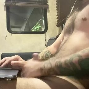 Tattooed Twink Jerks Off On The Couch and CUMS A Big Load