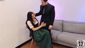 Ana Spears Jerks off Her Boss's Dick Cum on Dirndl Apron