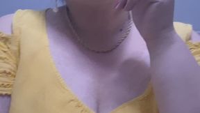 Glamorous in a Yellow Dress – Smoking Elegantly After Getting All Dressed Up