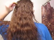 Hair Journal: Combing Long Curly Strawberry Blonde Hair - Week 6 (ASMR)