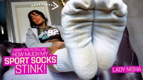 I want you to tell me how much my sports socks stink! ( Sock Fetish with Lady Nisha ) - FULL HD wmv