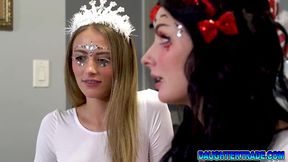 Stepdads gets into the christmas mood with the help of their stepdaughters