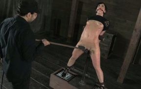 Nasty flat chested brunette is tortured by her mentor