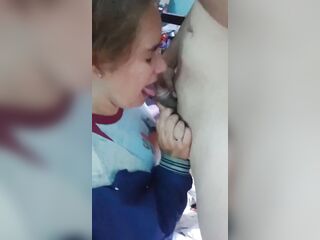 This babe sucks me off and we screw doggystyle.