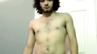 JoeSchmoeXXX.com - Handsome amateur curly haired dude jerks off his big thick cock