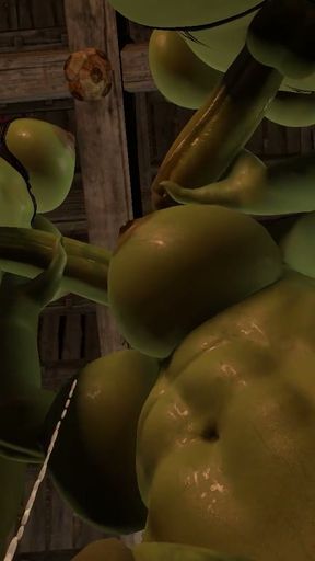 Orc Dickgirl Blowjob Threesome   Clip 1