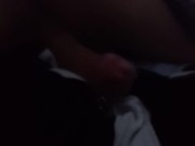 Huge cumshot from huge cut cock with loads of grunting and used condom