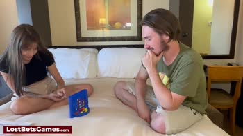 Game's Wild Bet Lost: A Brunette's Hardcore Strip Game Frenzy
