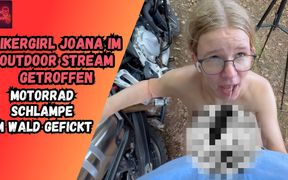 Biker Slut on Motorcycle Fucked in the Bike and Spat the Cream in the Throat!