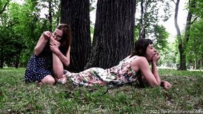 First foot worship experience for Anna and Daniela takes place in a public park (Part 1 of 2) #20210630