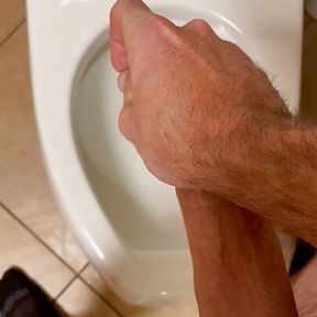 Public masturbation bathroom cumshot