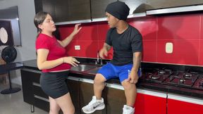 I See That My Sexy Pregnant Stepsister Is in the Kitchen and I Ask Her to Give Me Something to Eat