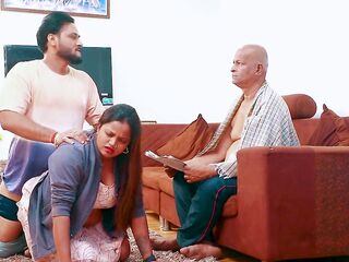 Babuji ke samne bete ne apne do bibi ko jamkar choda