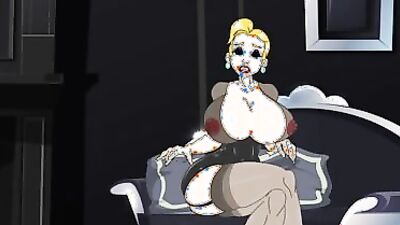 3 girls take turns getting their big tits and ass pounded in cartoon porn game