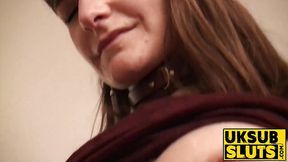 UKSubSluts com - Submissive girl with big boobs passionately fucks with leash around her neck