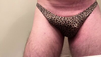 Jerking Off in Step Daughter leopard thong