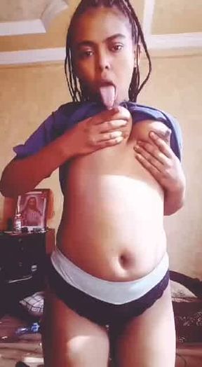 Habesha girl striping and fingering