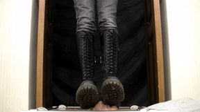 Floor-face humiliation by leather Doc Martens boots (part 2 of 4), flo276x 1080p