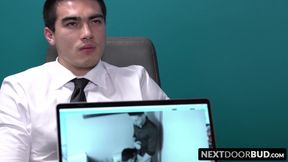 Jock employe has bareback sex with his boss in the office