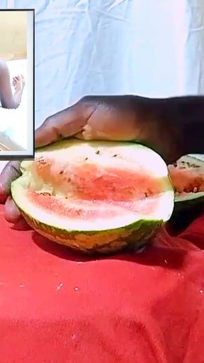 Teen Fucking watermelon while watching porn movie of Dicksex and Givensex fucking together till I got CUM, so wet and&hellip;   Clip 2