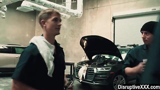 Closeted car mechanic pounded rough by his buddy