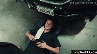 Closeted car mechanic pounded rough by his buddy