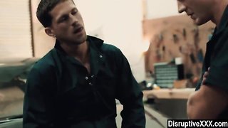 Closeted car mechanic pounded rough by his buddy