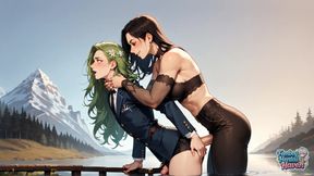 A Transvestite Wearing Glossy Brown Leather Garb Reclines on a Rocky Shore - the Kinkiest Femboy Porn Around!