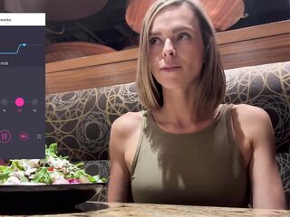 Cumming hard in public restaurant with Lush remote controlled sex toy