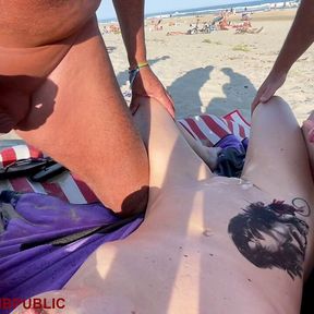 multiple cumshots at the beach, dogging, cum, voyeurs, gangbang