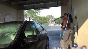 driving with tits out to car wash : nilou achtland