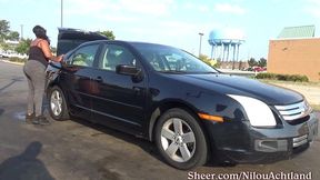 driving with tits out to car wash : nilou achtland