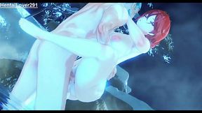 Steamy threesome with a big-dicked ginger in 3D animation